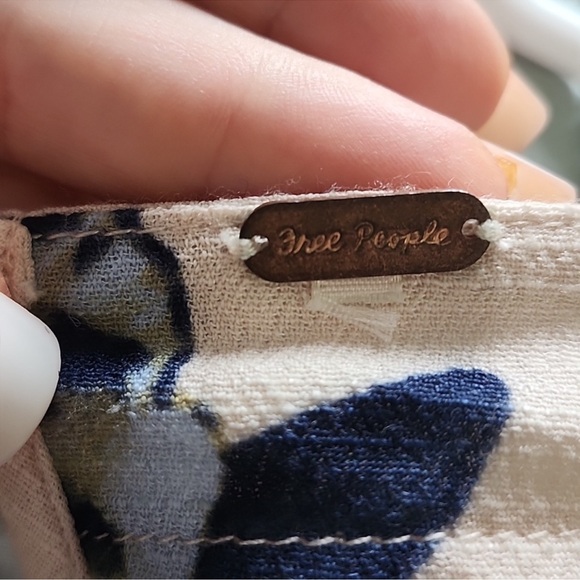 Free People Floral Wrap Romper - Navy and Cream - Picture 4 of 11